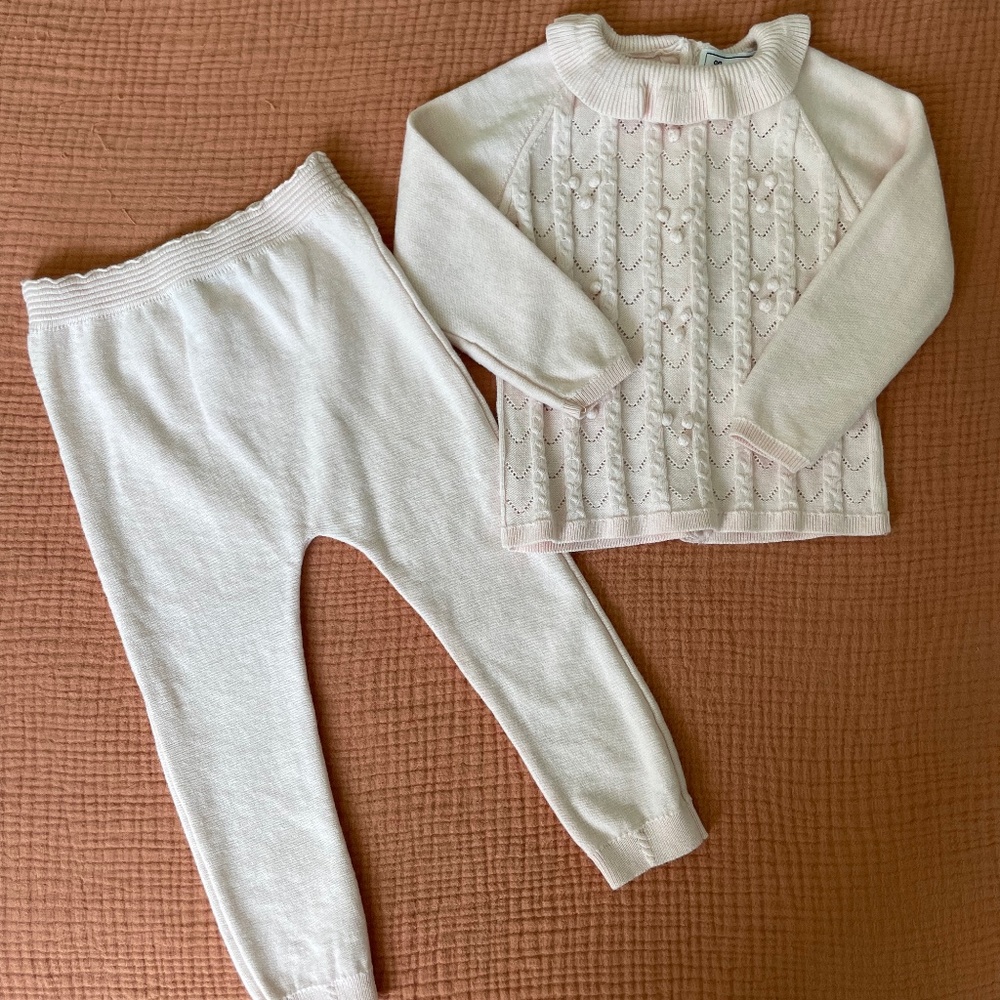 NWOT Tartine et Chocolat Sweater & Pants Knit Set 18-24M